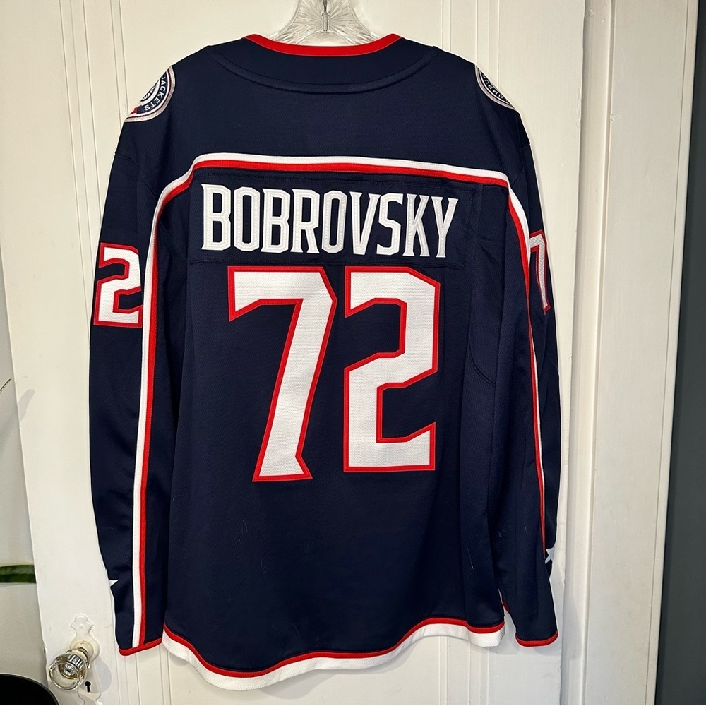 Fanatics Columbus Blue Jackets Navy Red White NHL Jersey - Picture 2 of 7